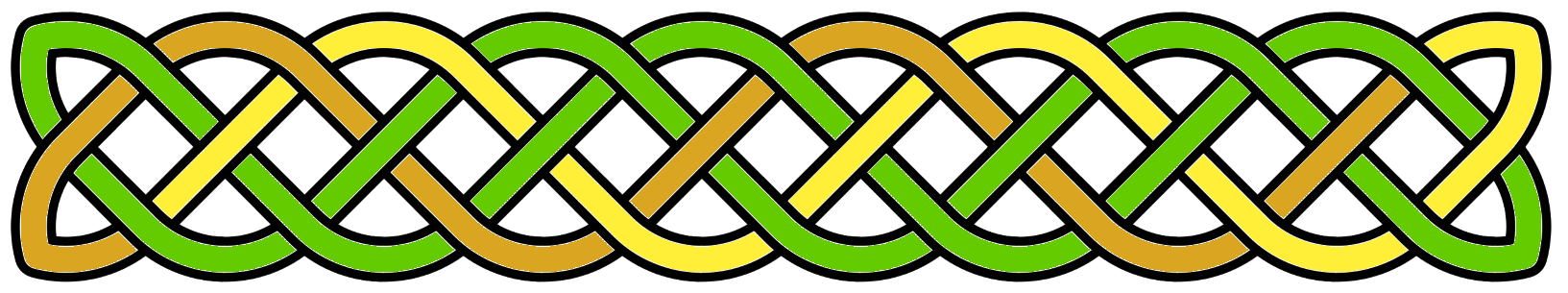 Lughnasadh banner: Celtic knotwork in green, yellow and gold