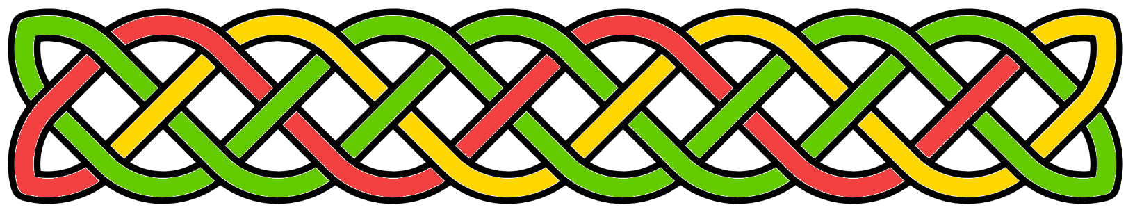 Yule banner: Celtic knotwork in green, red and yellow